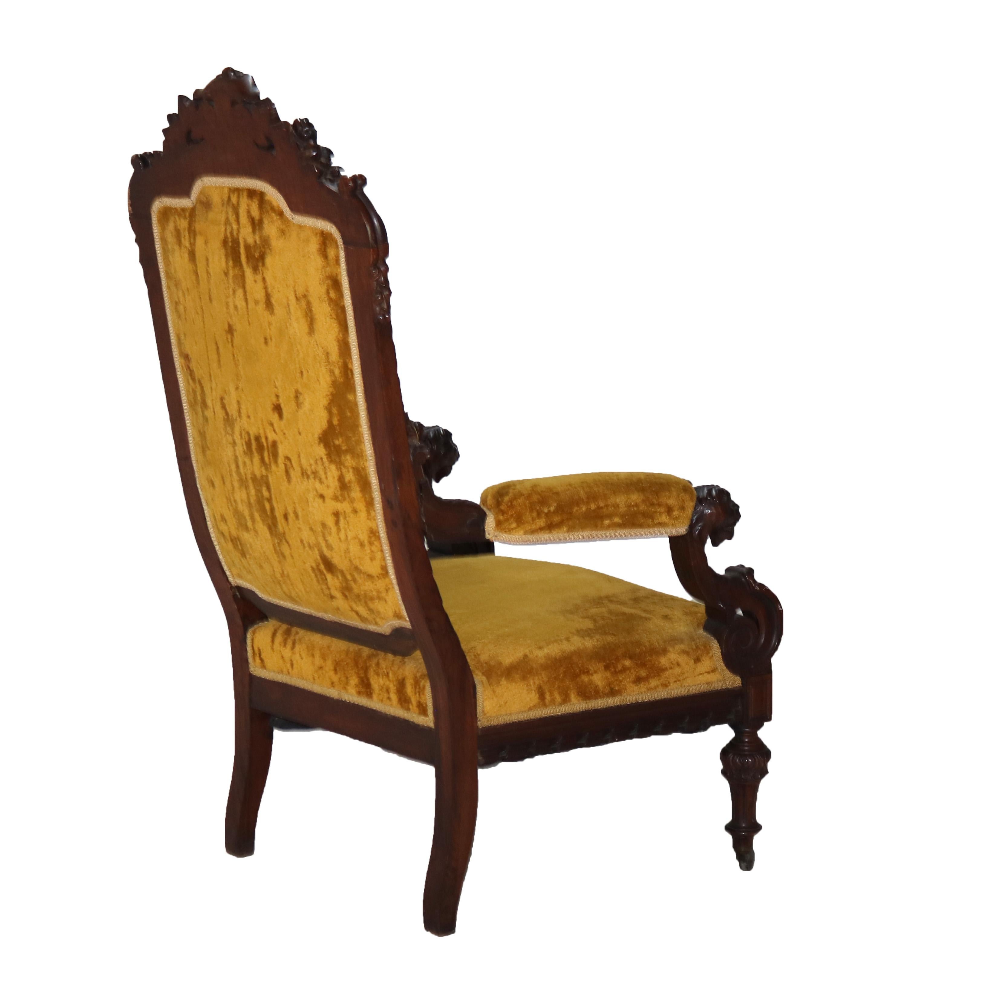 Herter Brothers School Victorian Rococo Figural Carved Rosewood Armchair c1880 8