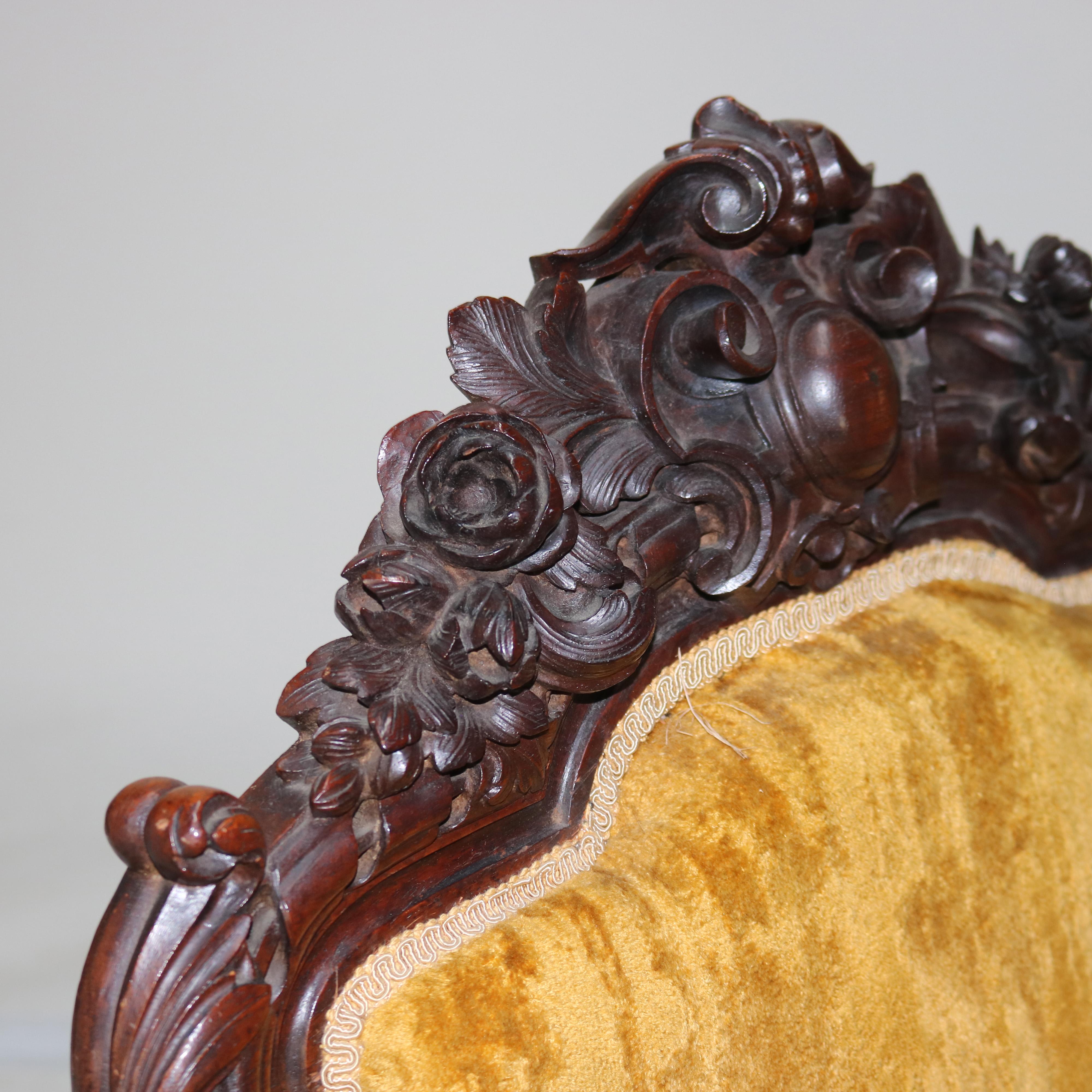 Herter Brothers School Victorian Rococo Figural Carved Rosewood Armchair c1880 9