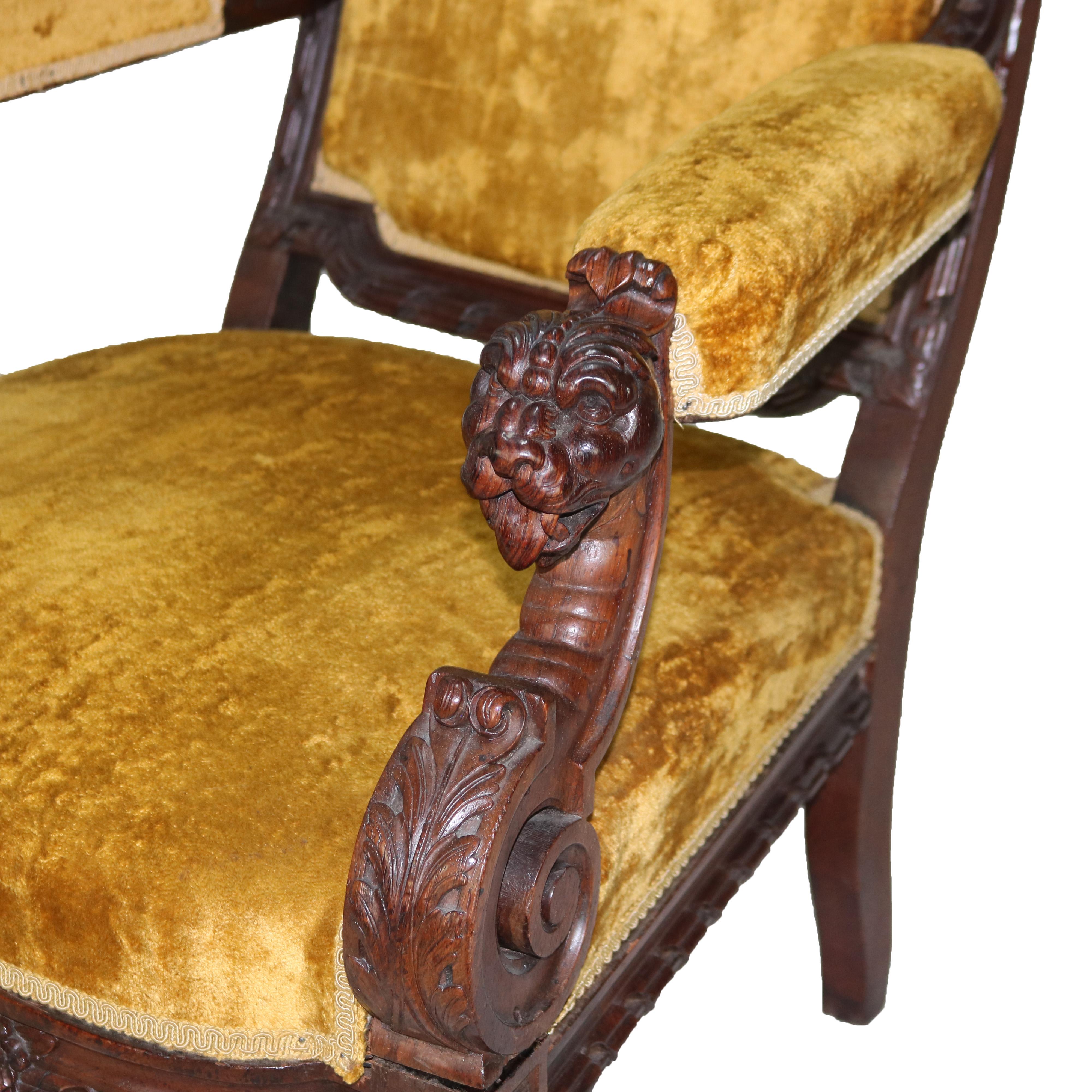 Herter Brothers School Victorian Rococo Figural Carved Rosewood Armchair c1880 In Good Condition In Big Flats, NY