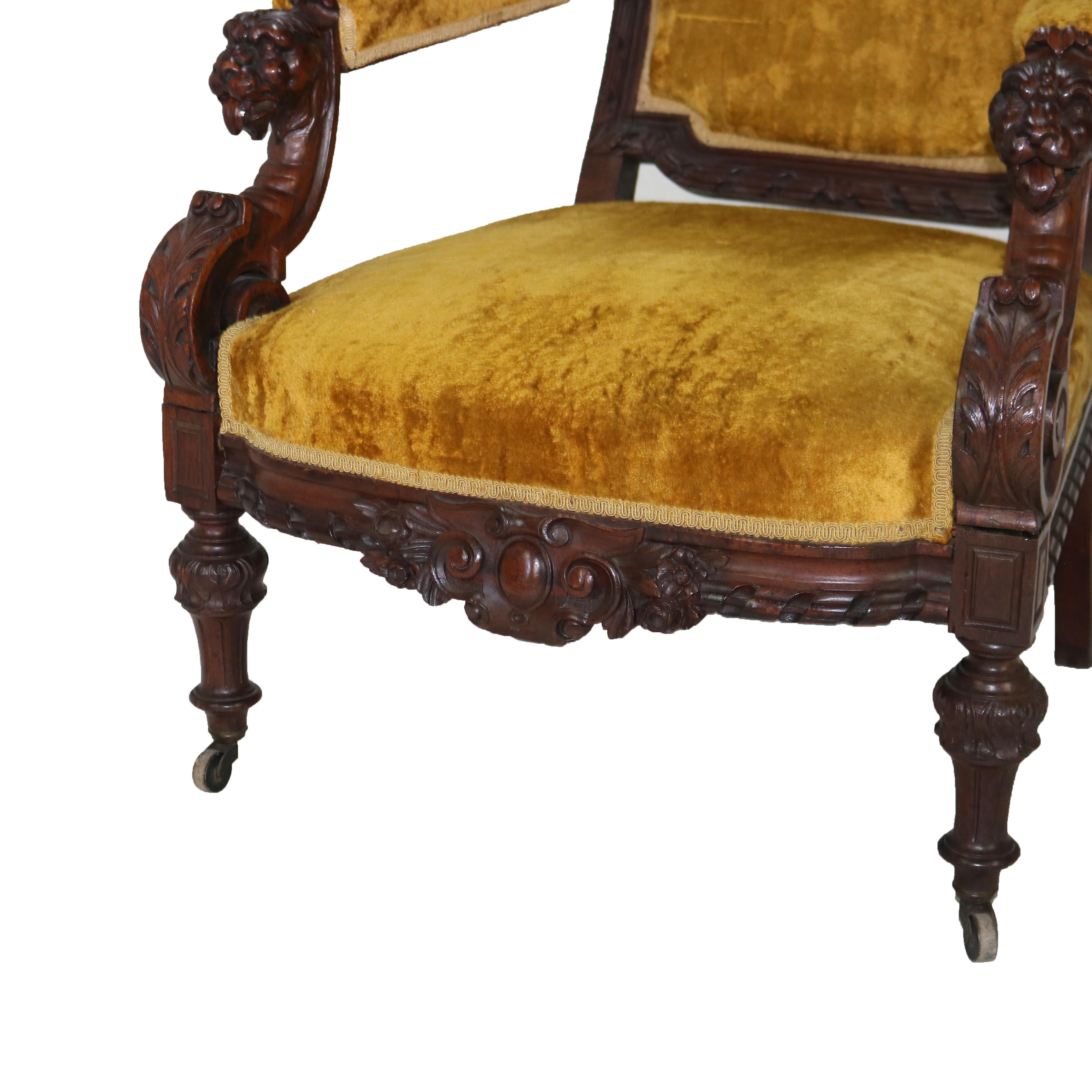 Herter Brothers School Victorian Rococo Figural Carved Rosewood Armchair c1880 1