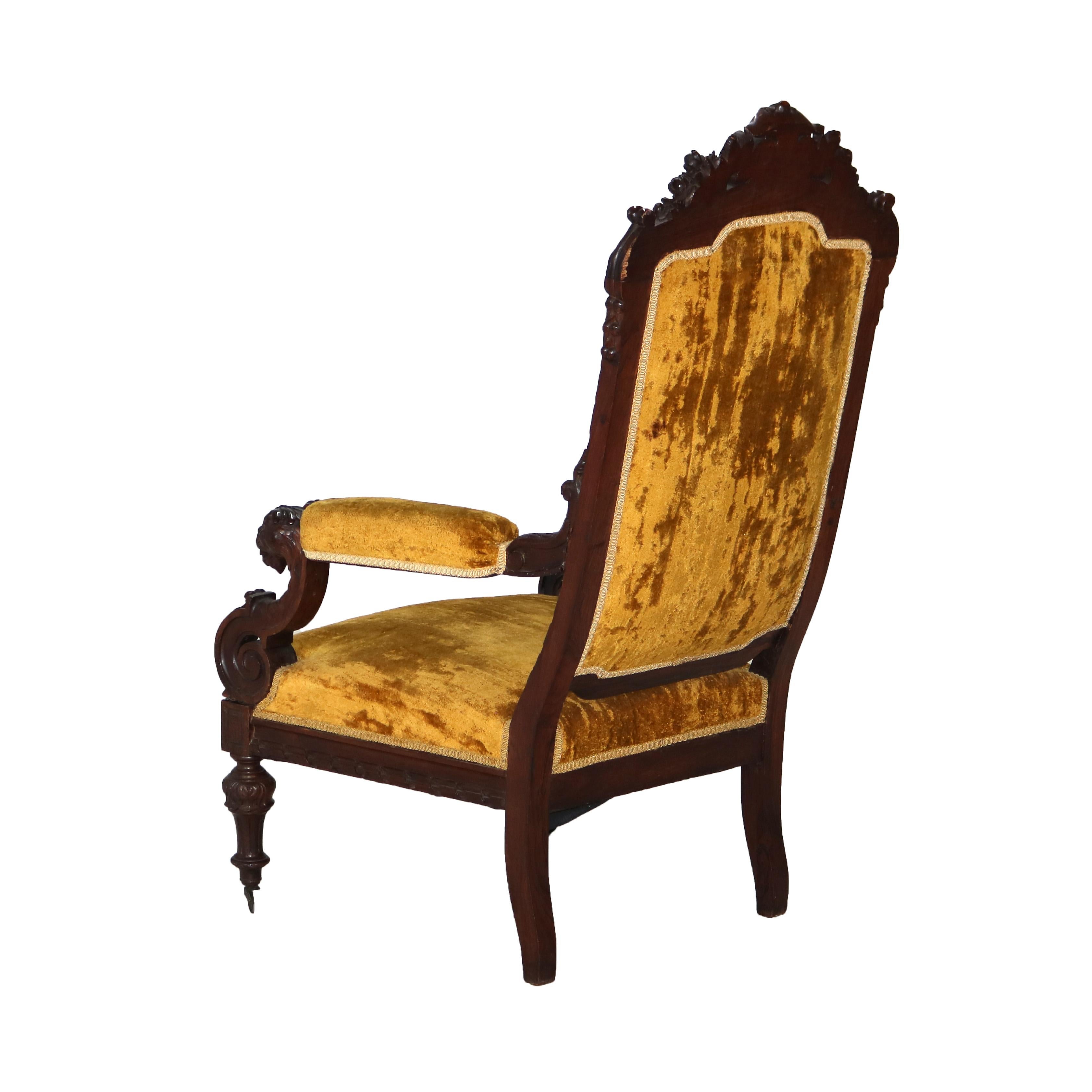 Herter Brothers School Victorian Rococo Figural Carved Rosewood Armchair c1880 4