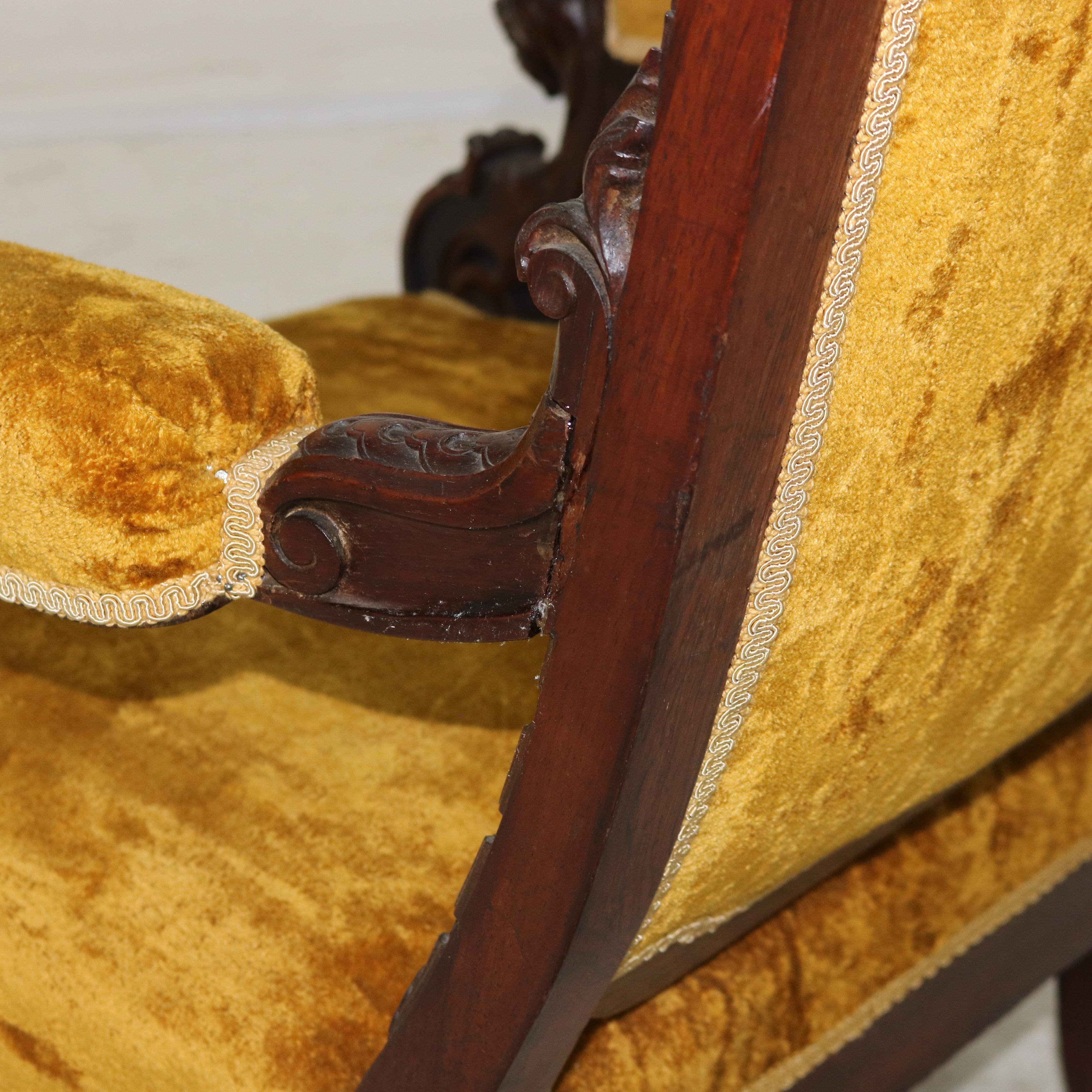 Herter Brothers School Victorian Rococo Figural Carved Rosewood Armchair c1880 5