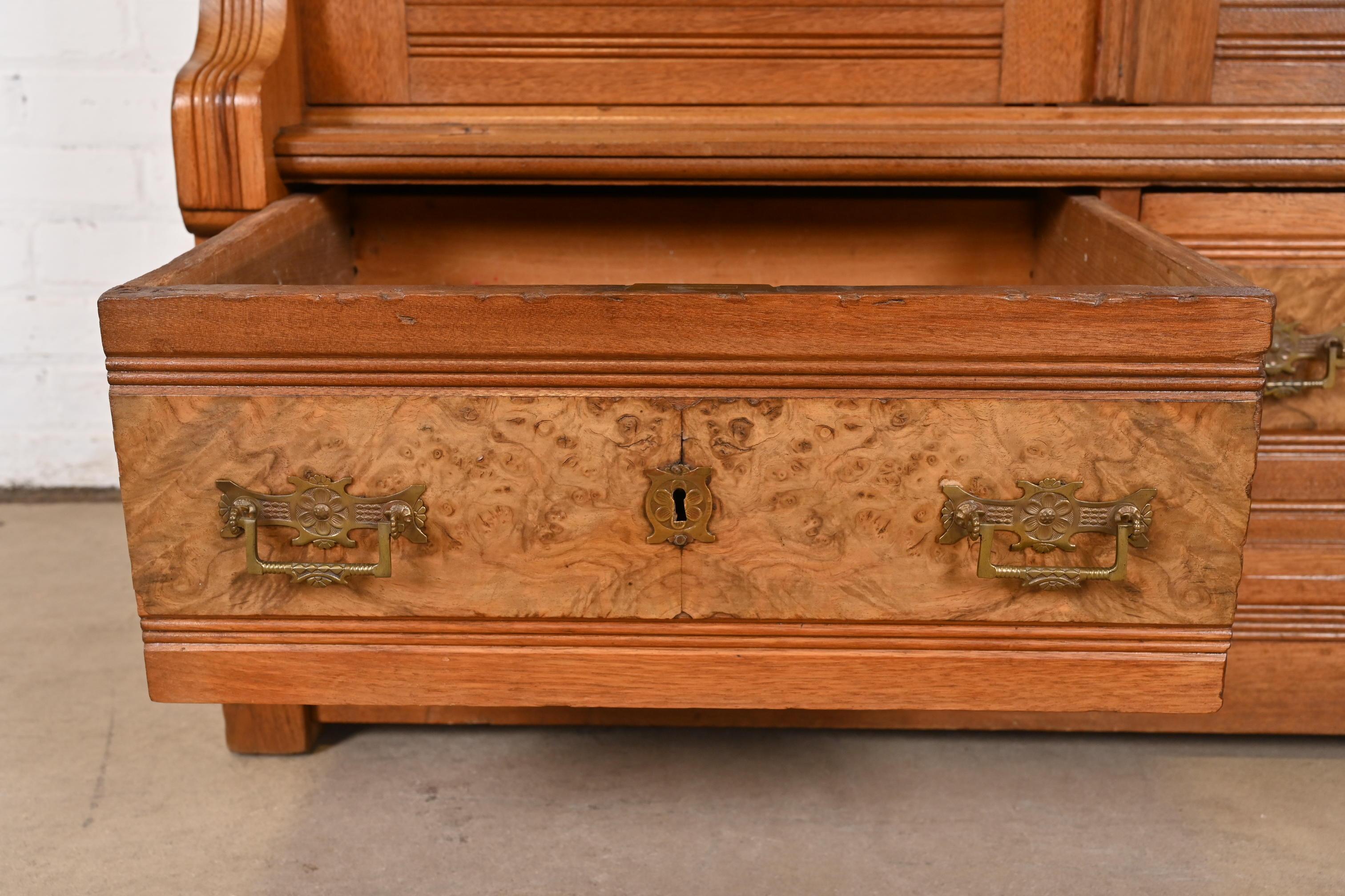 Herter Brothers Style Antique Eastlake Victorian Burled Walnut Bookcase, 1860s 9