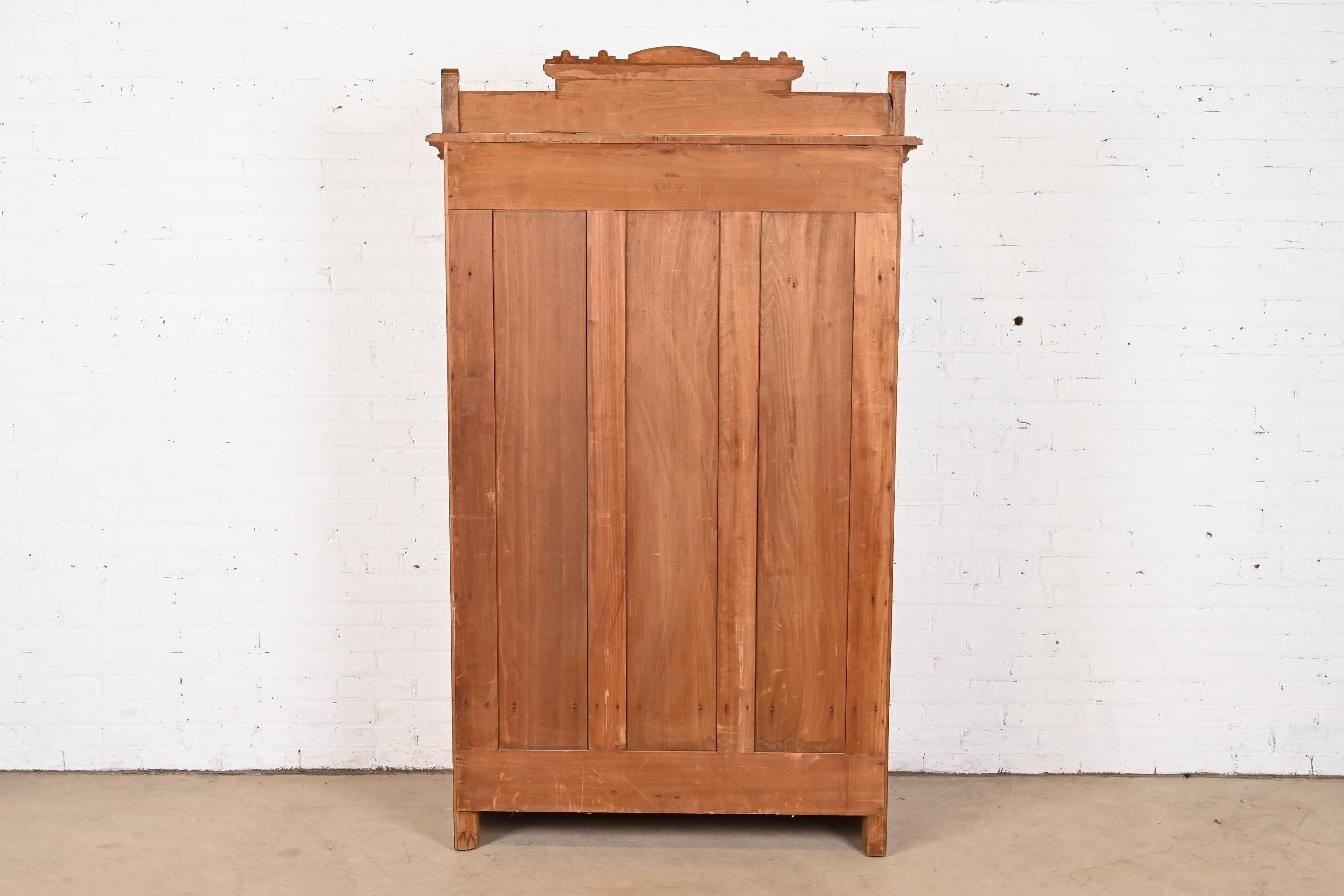 Herter Brothers Style Antique Eastlake Victorian Burled Walnut Bookcase, 1860s 11