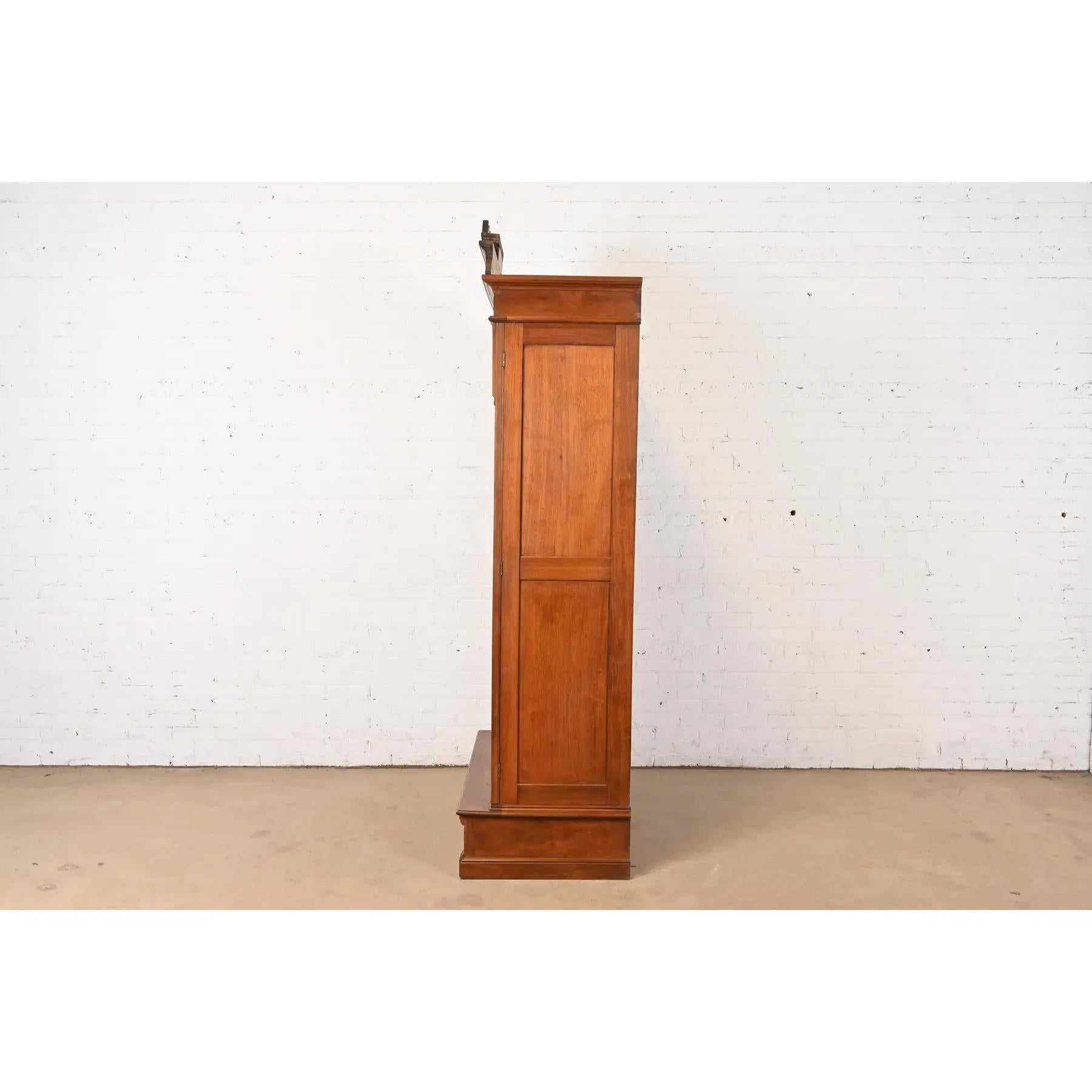 Herter Brothers Style Antique Eastlake Victorian Carved Burled Walnut Bookcase For Sale 5