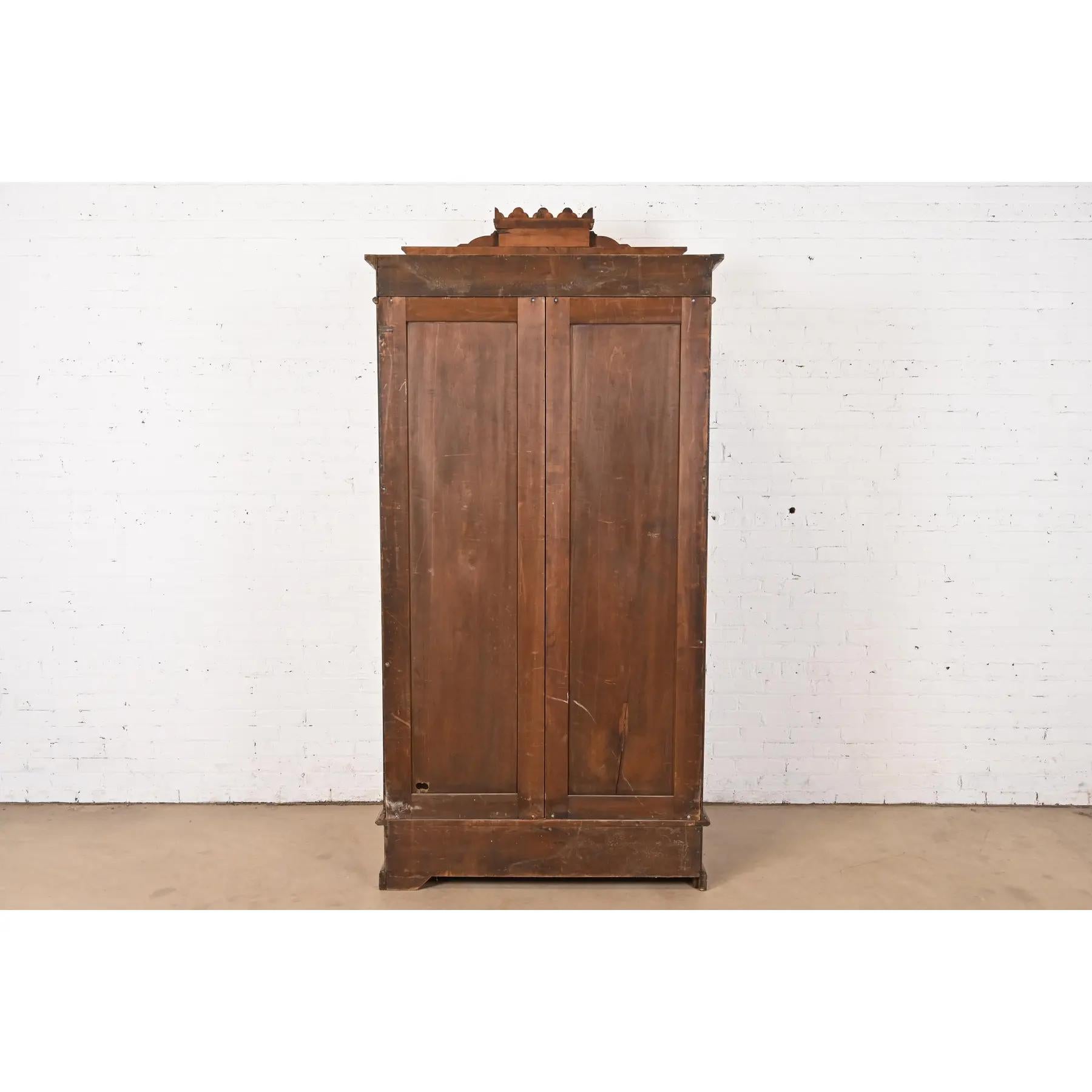Herter Brothers Style Antique Eastlake Victorian Carved Burled Walnut Bookcase For Sale 6