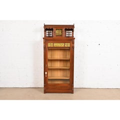 Librería Victoriana Antigua de Nogal Tallado Estilo Herter Brothers, Década de 1880