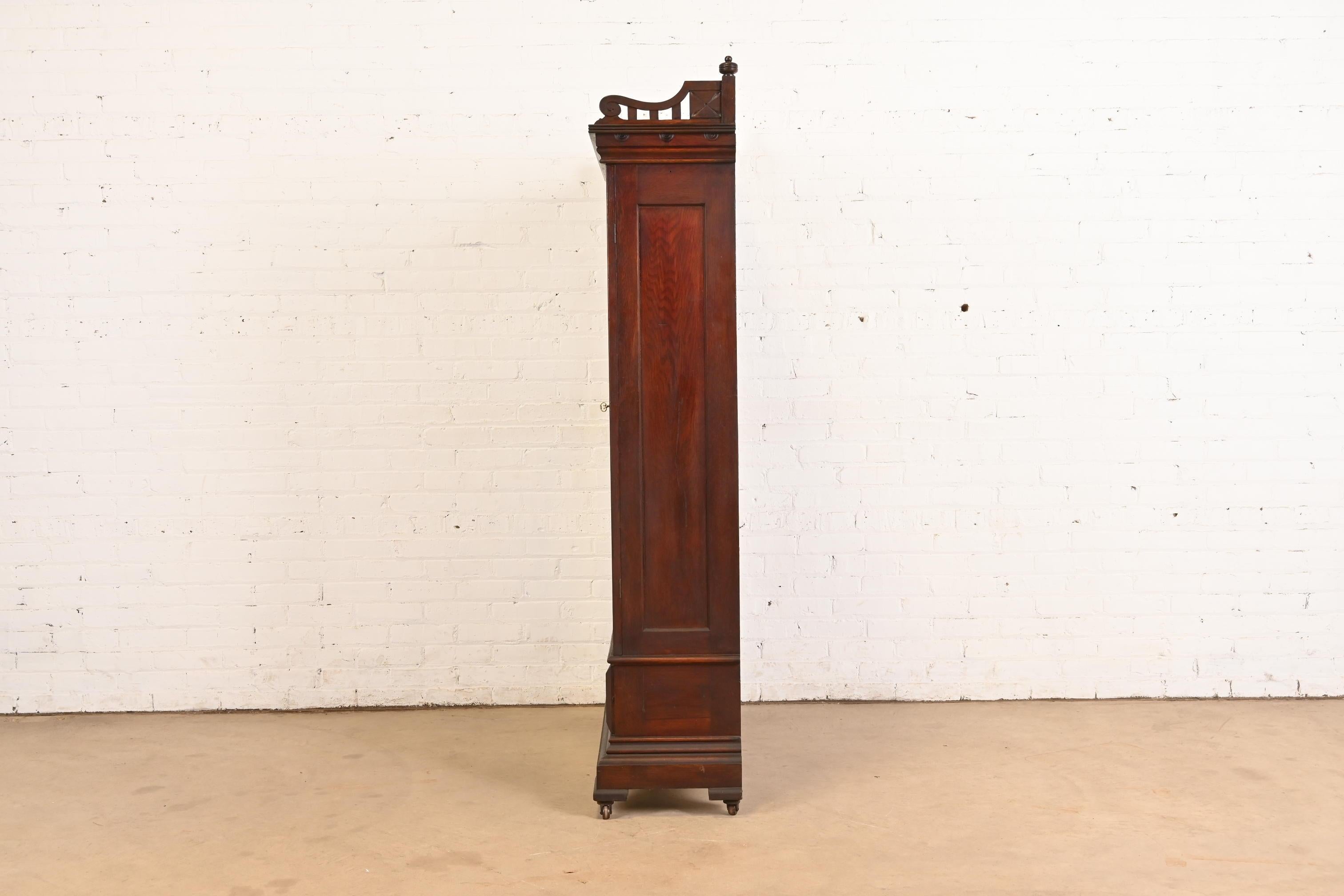 Herter Brothers Style Antique Eastlake Victorian Carved Walnut Bookcase Cabinet For Sale 6