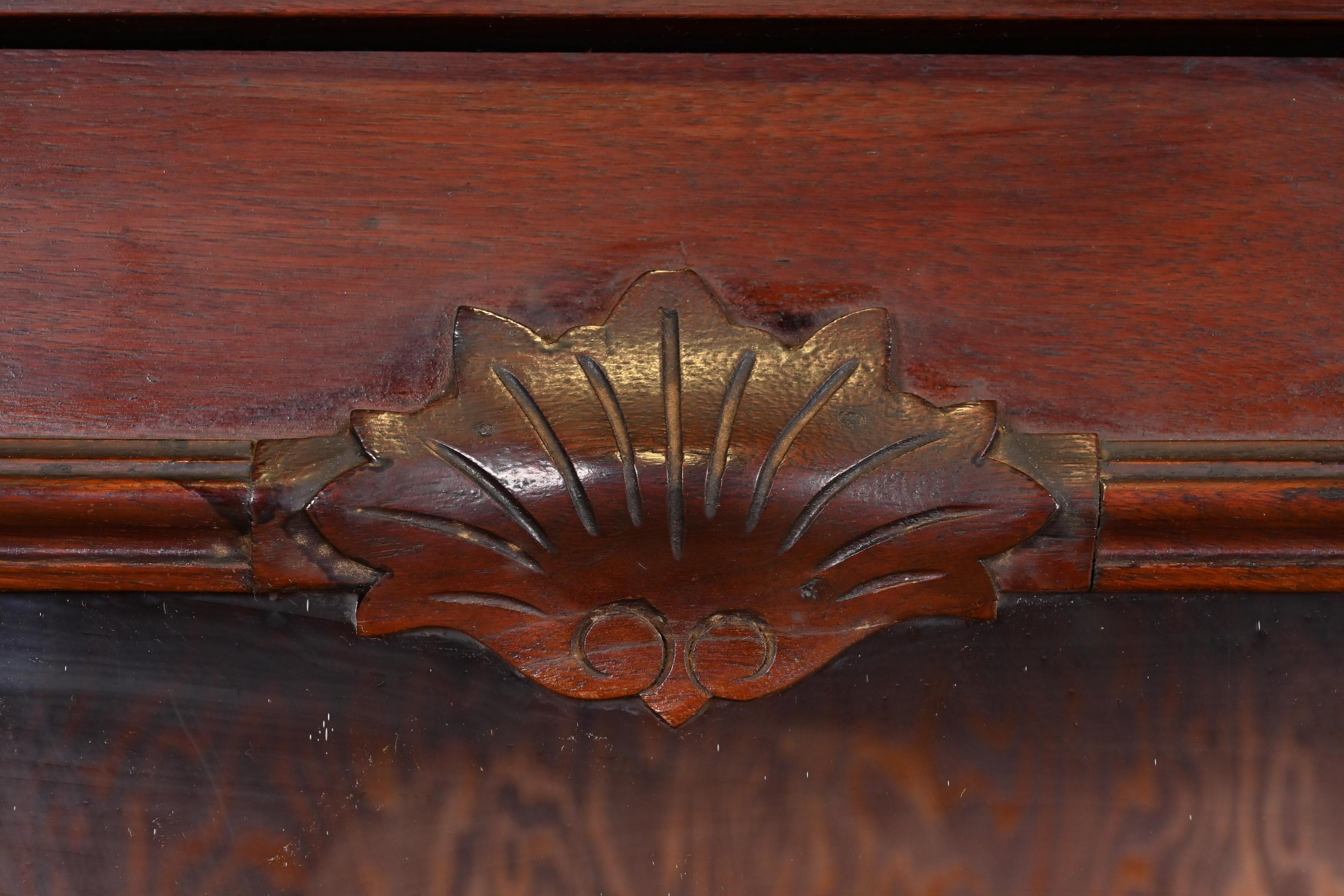 Herter Brothers Style Antique Eastlake Victorian Carved Walnut Bookcase Cabinet For Sale 1