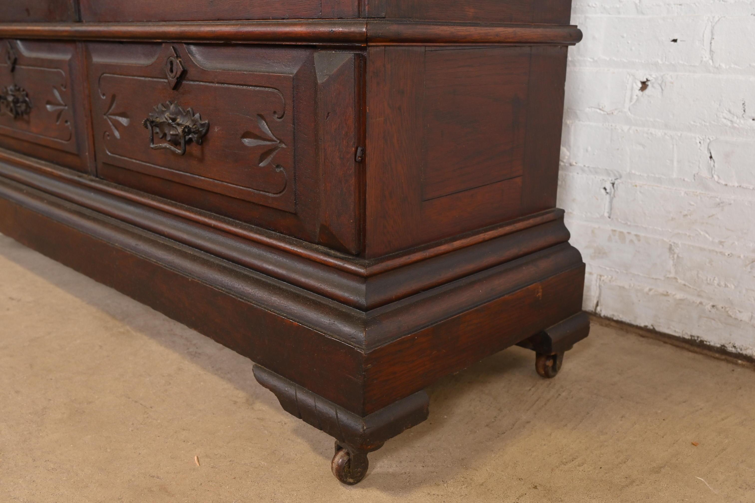 Herter Brothers Style Antique Eastlake Victorian Carved Walnut Bookcase Cabinet For Sale 2