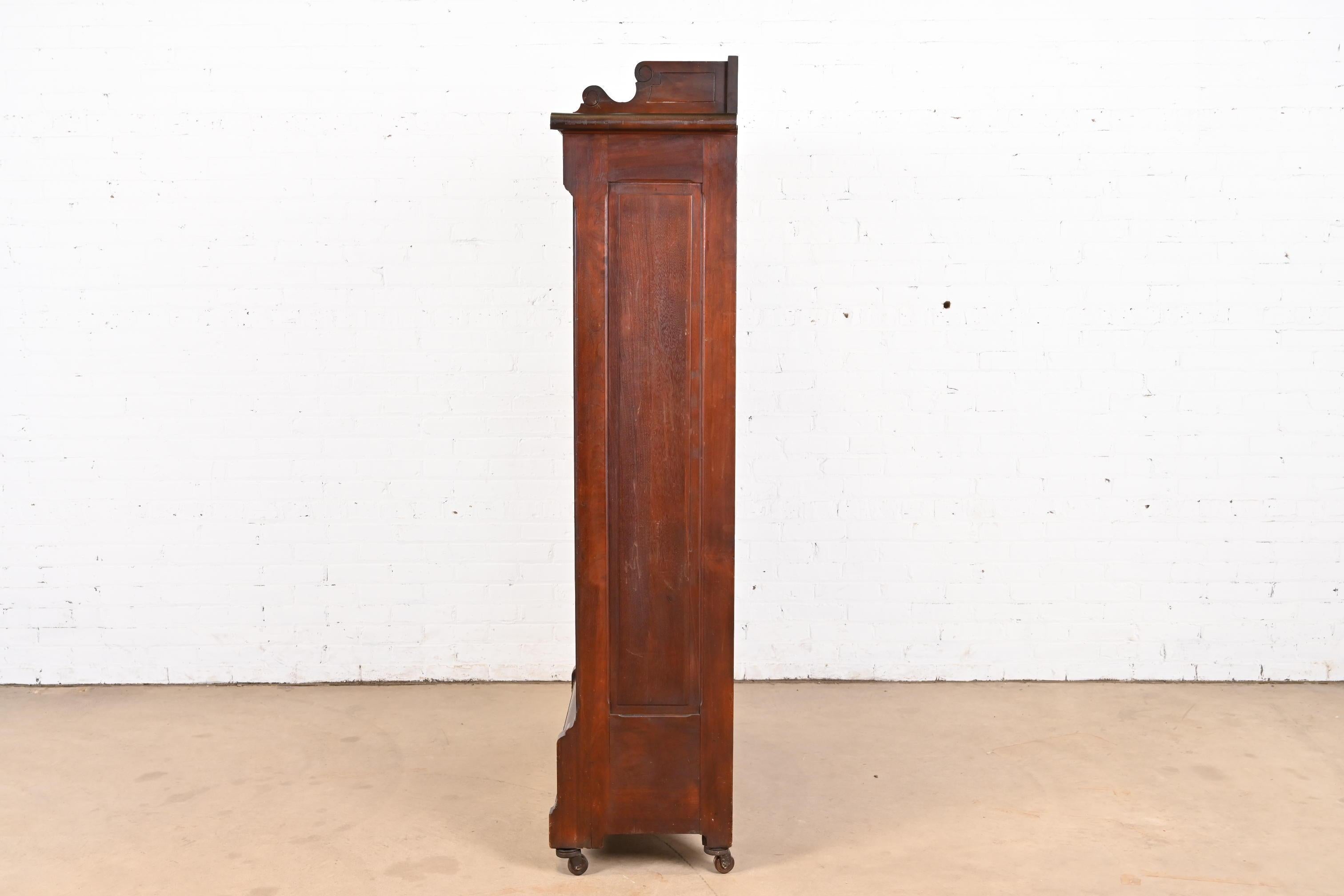 Herter Brothers Style Antique Eastlake Victorian Carved Walnut Bookcase 4