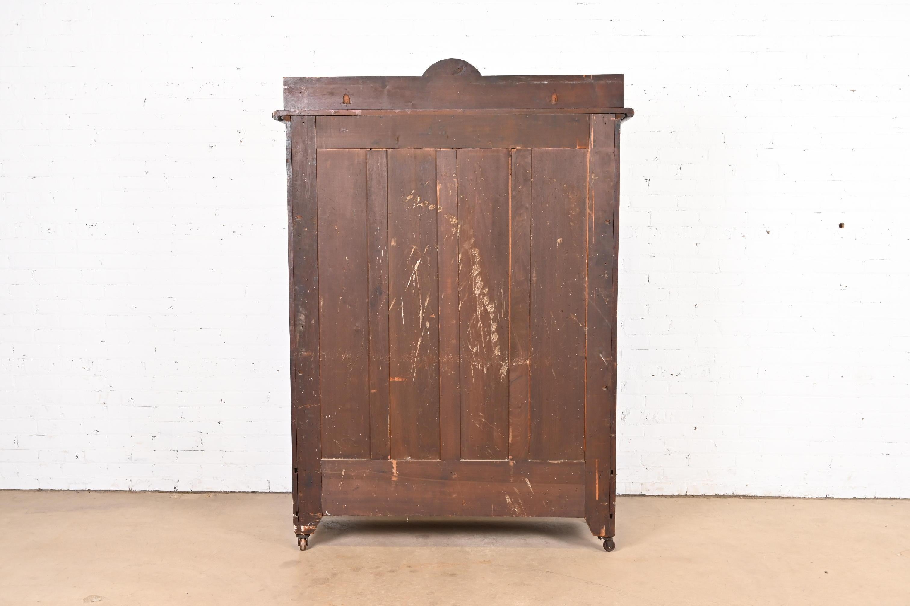 Herter Brothers Style Antique Eastlake Victorian Carved Walnut Bookcase 5