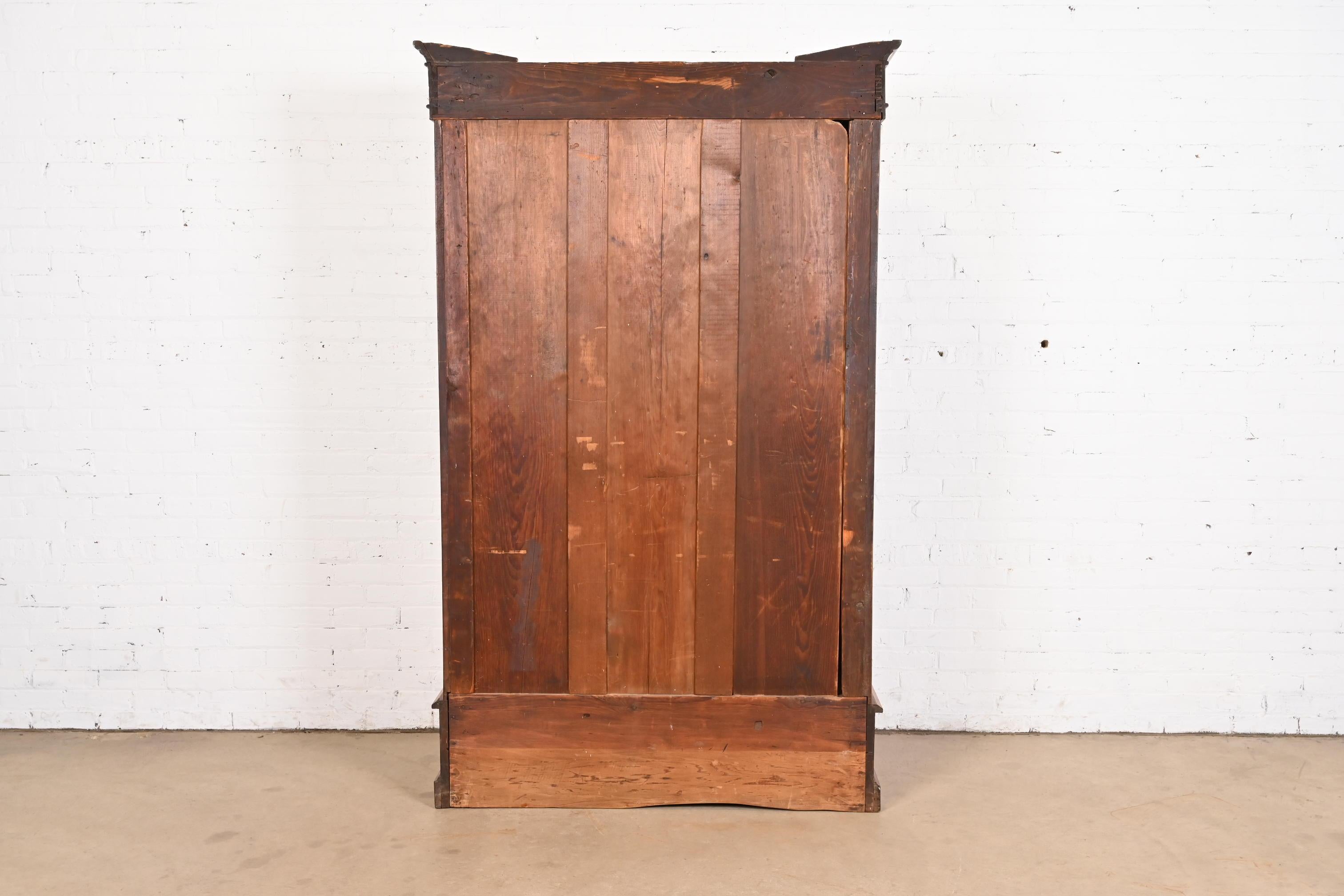 Herter Brothers Style Antique Eastlake Victorian Carved Walnut Bookcase 5