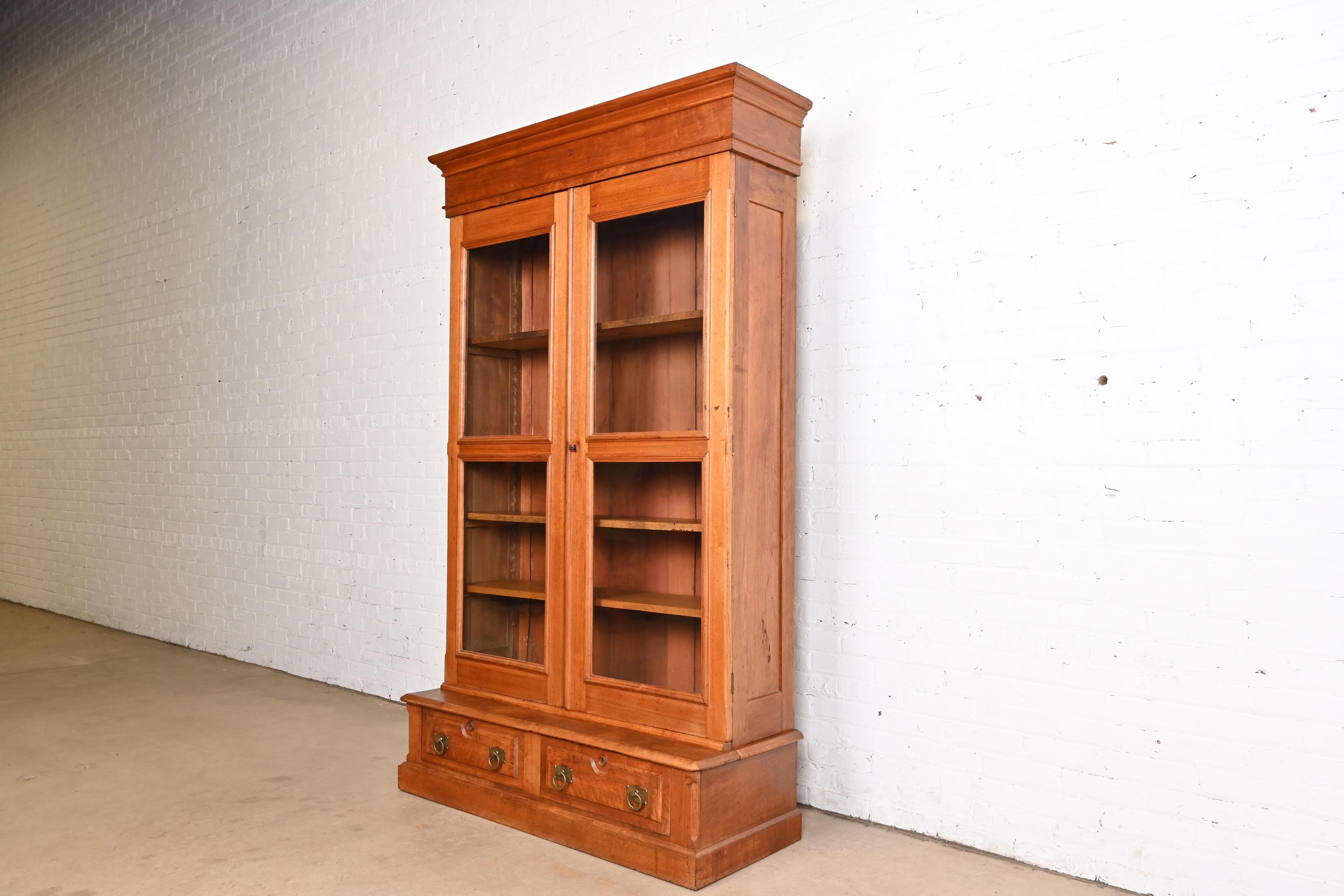 19th Century Herter Brothers Style Antique Eastlake Victorian Carved Walnut Bookcase
