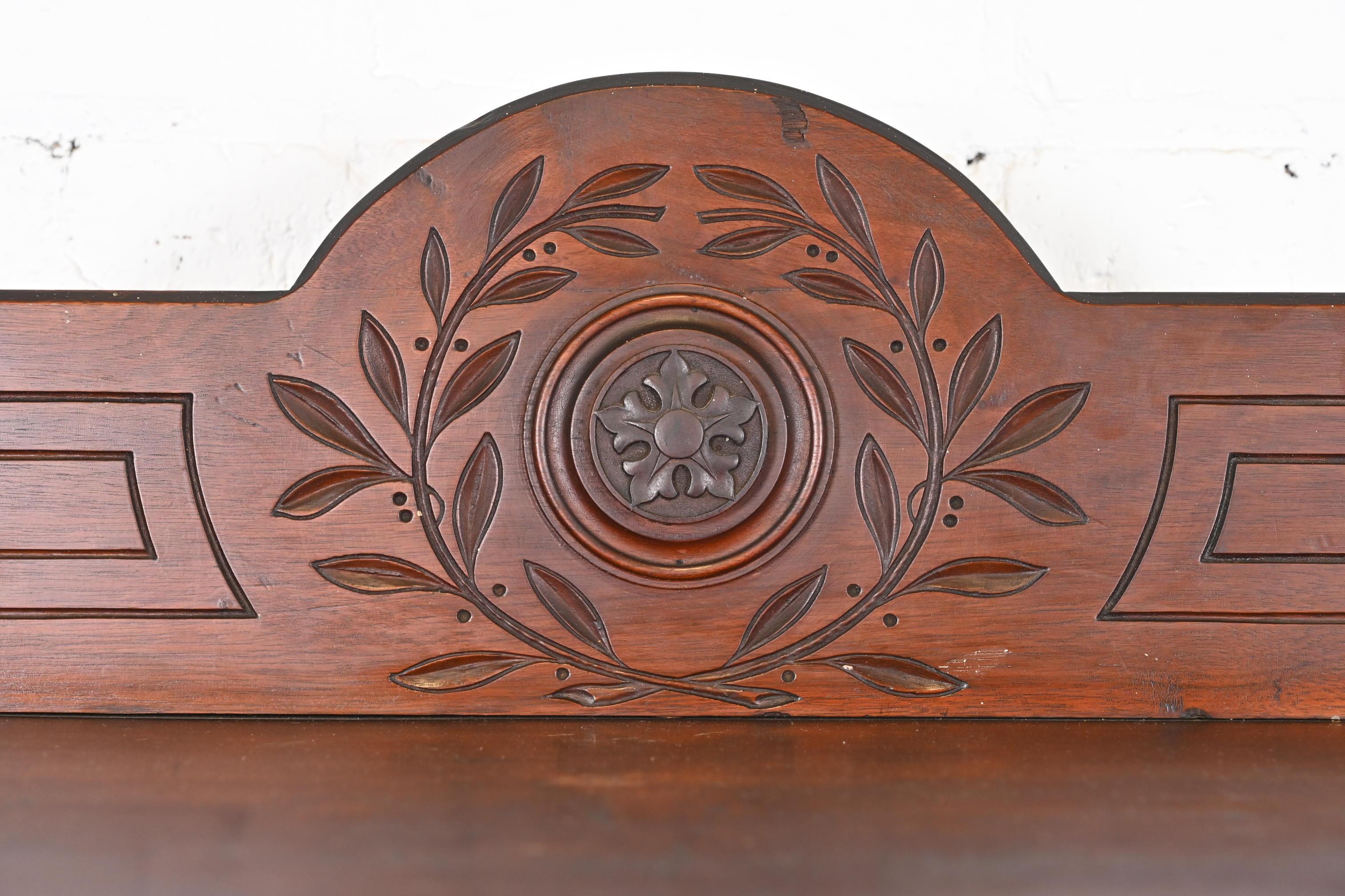 Herter Brothers Style Antique Eastlake Victorian Carved Walnut Bookcase 3