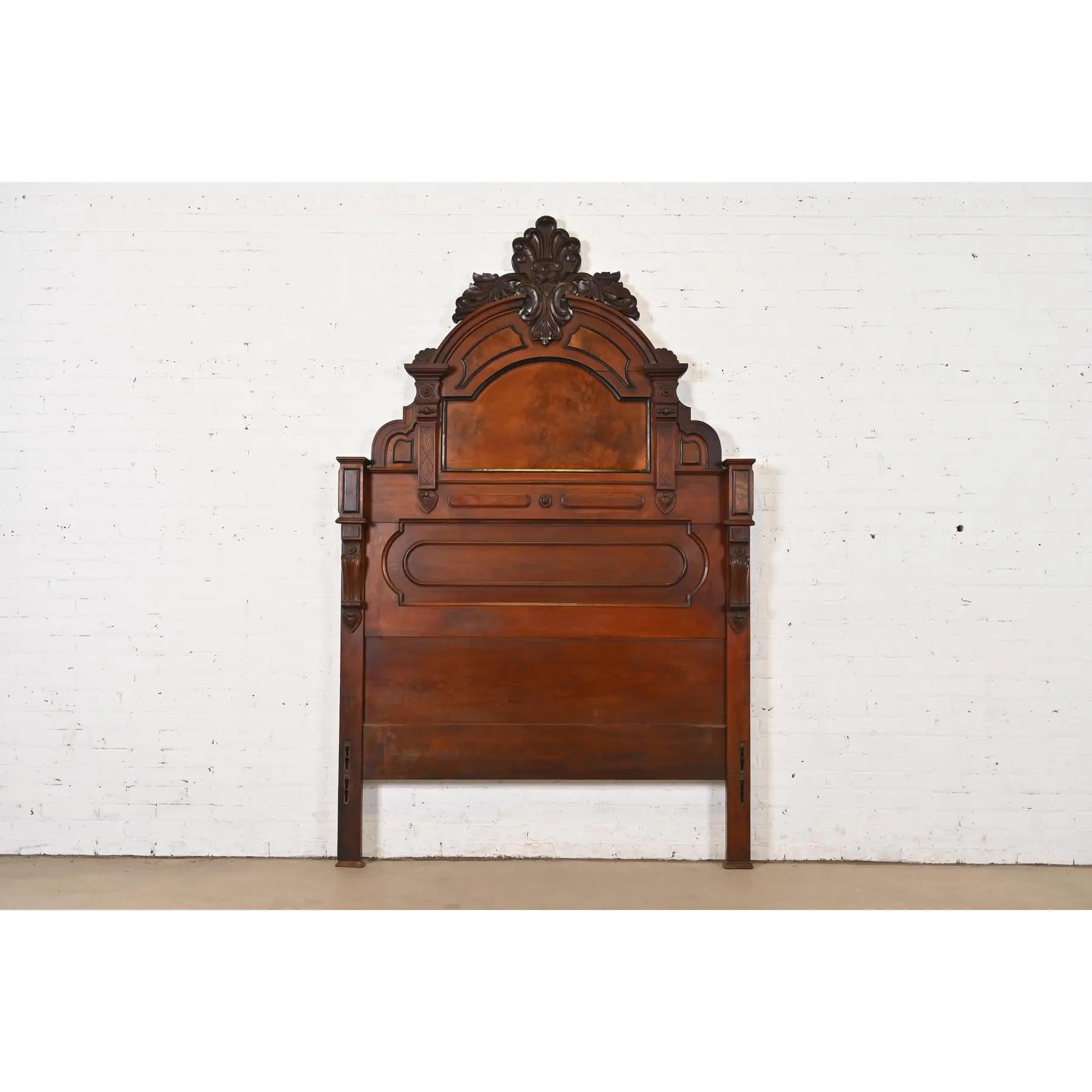 American Herter Brothers Style Antique Eastlake Victorian Full Size Headboard, Circa 1880 For Sale
