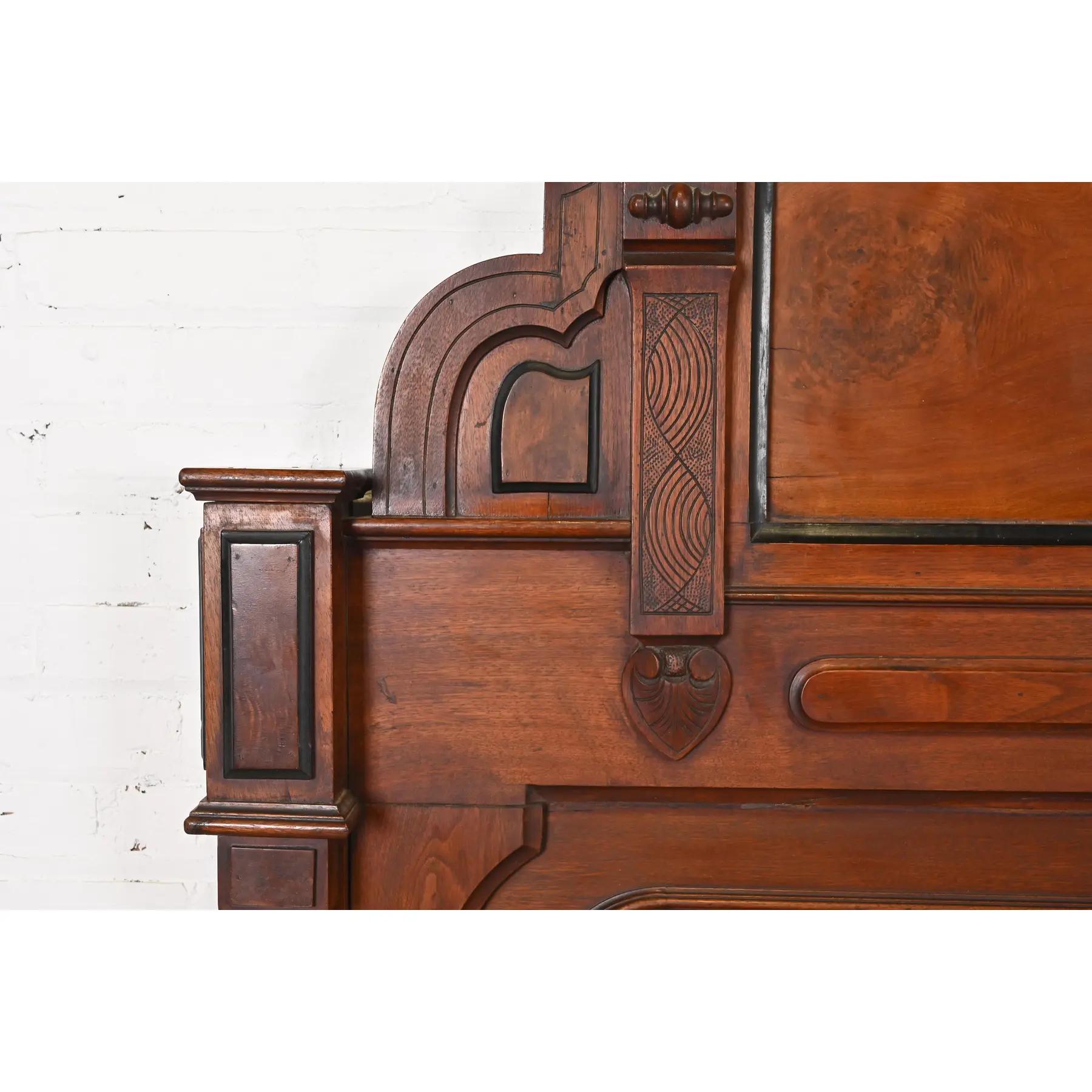 Herter Brothers Style Antique Eastlake Victorian Full Size Headboard, Circa 1880 For Sale 1