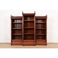 Herter Brothers Style Antique Eastlake Victorian Triple Bookcase, Circa 1880s