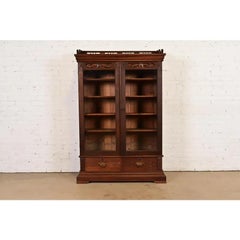 Herter Brothers Style Antique Eastlake Victorian Walnut Bookcase, Circa 1880s
