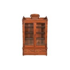 Herter Brothers Style Antique Eastlake Victorian Walnut Bookcase, Circa 1880s