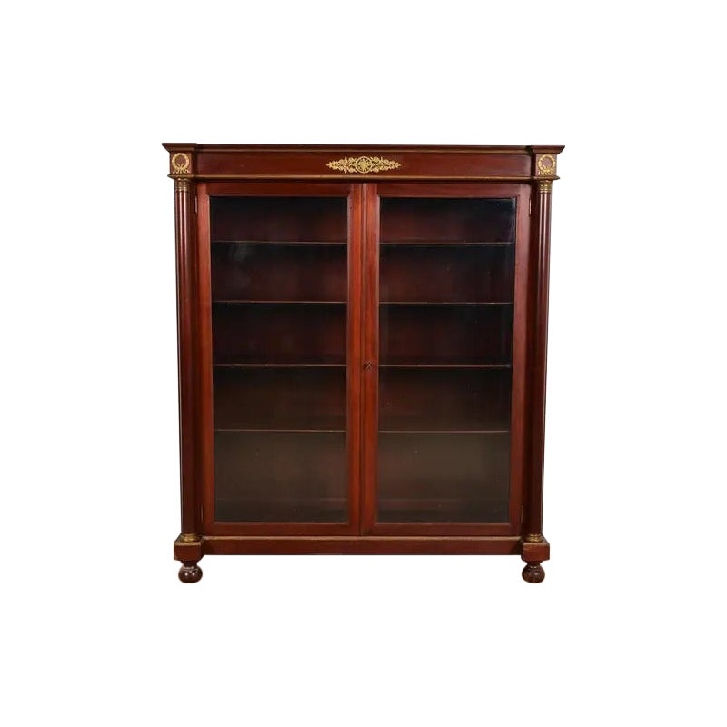 Herter Brothers Style Antique French Empire Mahogany Bookcase , Circa 1890s