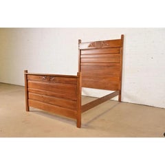 Herter Brothers Style Antique Victorian Carved Walnut Full Size Bed, Circa 1880s