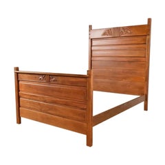 Herter Brothers Style Antique Victorian Carved Walnut Full Size Bed, Circa 1880s