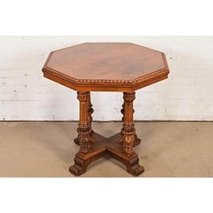Herter Brothers Style Antique Victorian Carved Walnut Parlor Table, Circa 1880s
