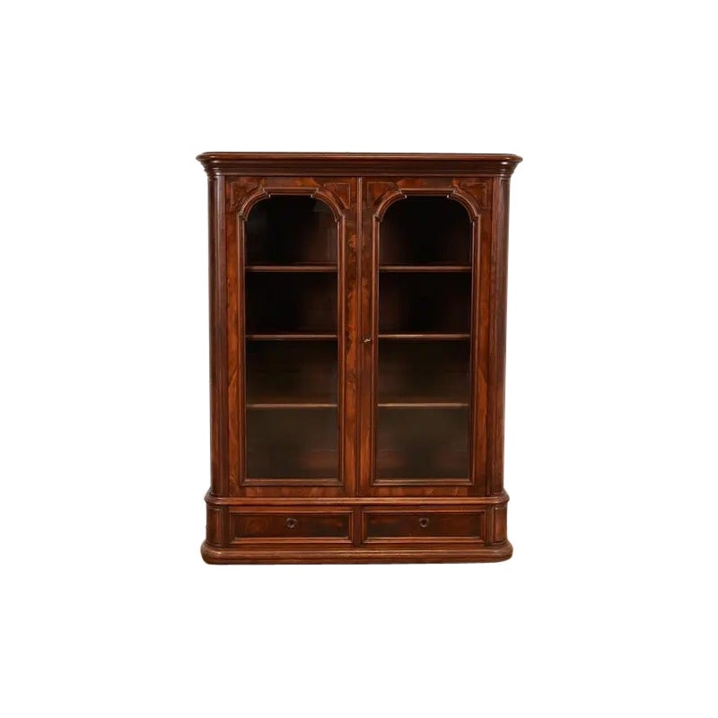 Herter Brothers Style Antique Victorian Glass Front Bookcase, Circa 1880s For Sale