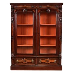 Herter Brothers Style Antique Victorian Mahogany Bookcase Cabinet, Circa 1880s Herter Brothers Style Antique Victorian Mahogany Bookcase Cabinet, Circa 1880s