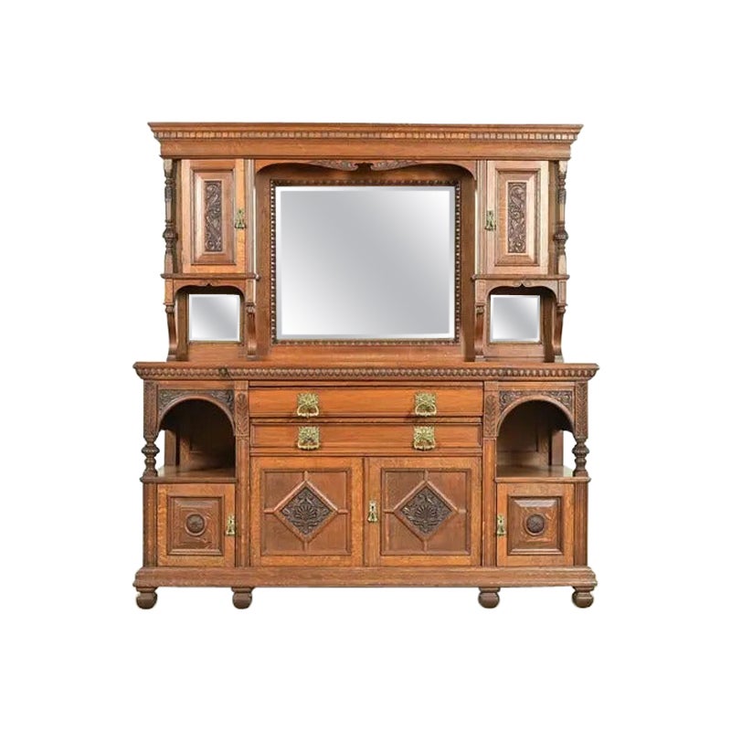Buffet de bar ou buffet en chêne victorien ancien de style Herter Brothers, vers 1890