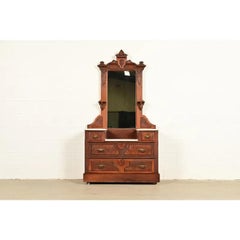 Herter Brothers Style Antique Victorian Walnut Vanity Dresser, Circa 1880s