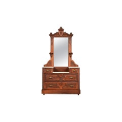 Herter Brothers Style Antique Victorian Walnut Vanity Dresser, Circa 1880s