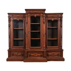 Antique Herter Brothers Style Eastlake Victorian Triple Bookcase Cabinet, Circa 1880s