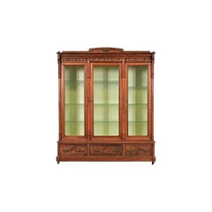 Herter Brothers Style Eastlake Victorian Walnut Triple Bookcase, Circa 1880s