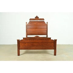 Herter Brothers Style Monumental Victorian Walnut Full Size Bed, Circa 1880s