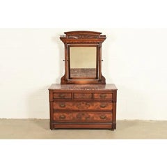 Herter Brothers Style Victorian Burled Walnut Dresser With Mirror, Circa 1880s