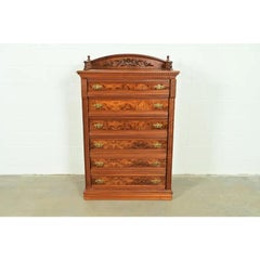 Herter Brothers Style Victorian Carved Walnut Highboy Dresser, Circa 1880s