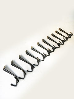 Hertha Baller Blackened Brass Wall Hooks Model 'Mariahilf' 11 Pieces Available