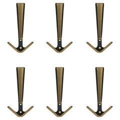 Hertha Baller Brass Wall Hooks Model 'Josefstadt' 8 Pieces Available
