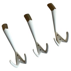 Hertha Baller Brass Wall Hooks Model 
Mariahilf
 Set of 3, Austria, 1950