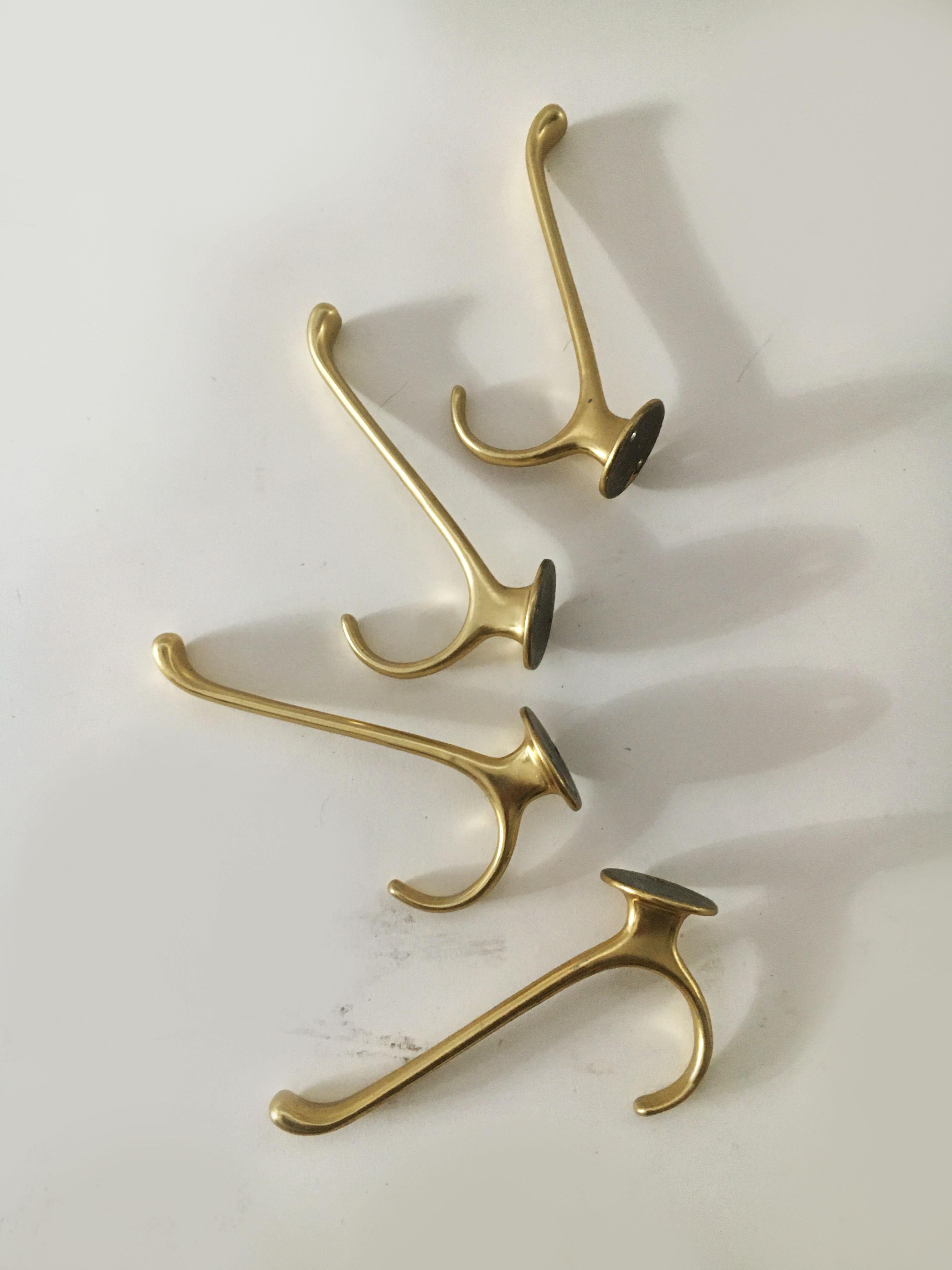 Aluminum Hertha Baller Vintage Wall Hooks Model 'Bristol' Set of Four, Austria, 1950s