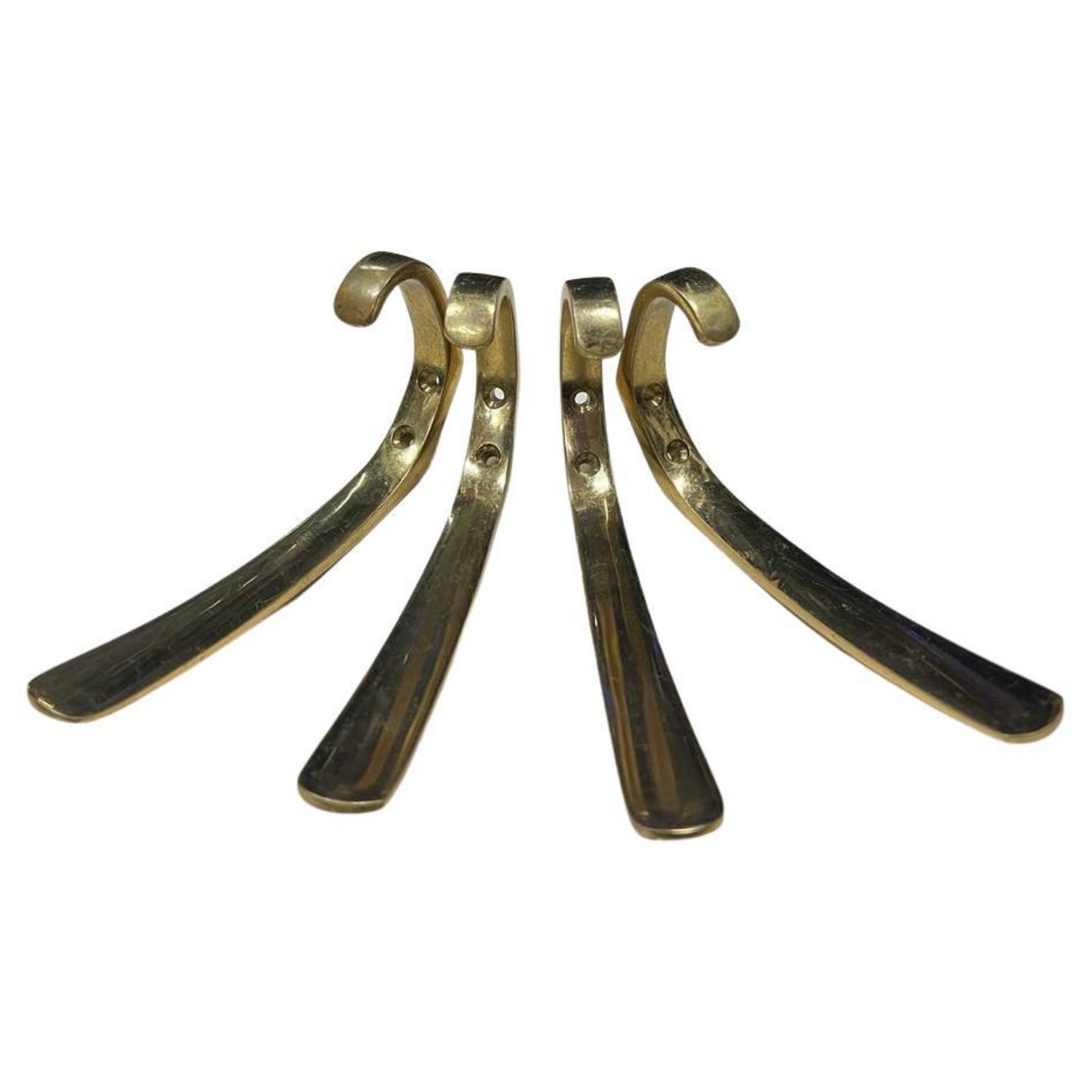 4 Wall Mounted Brass Coat Hooks by Hertha Baller, Austria, 1950s for sale  at Pamono