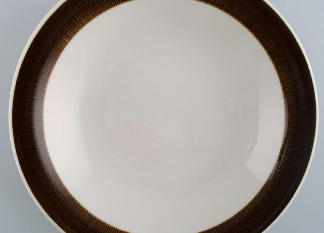 Scandinavian Modern Hertha Bengtson for Rörstrand, Four Koka Deep Plates in Stoneware For Sale