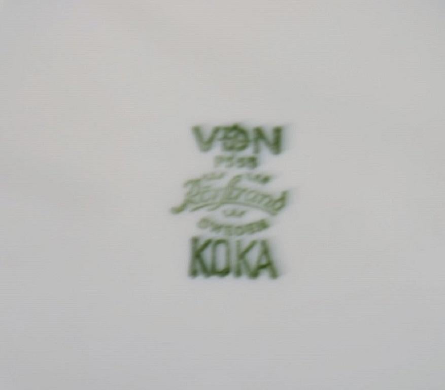 Glazed Hertha Bengtson for Rörstrand, Four Koka Deep Plates in Stoneware For Sale