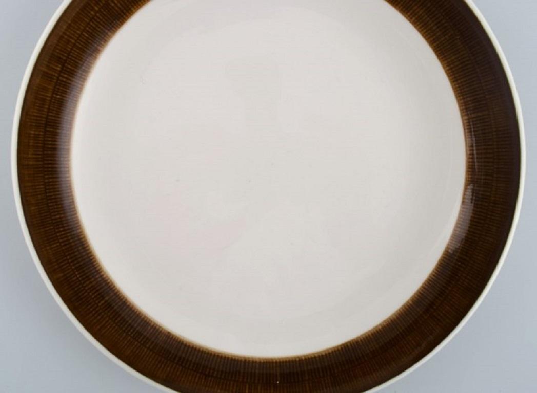 Scandinavian Modern Hertha Bengtson for Rörstrand, Four Koka Dinner Plates in Stoneware For Sale