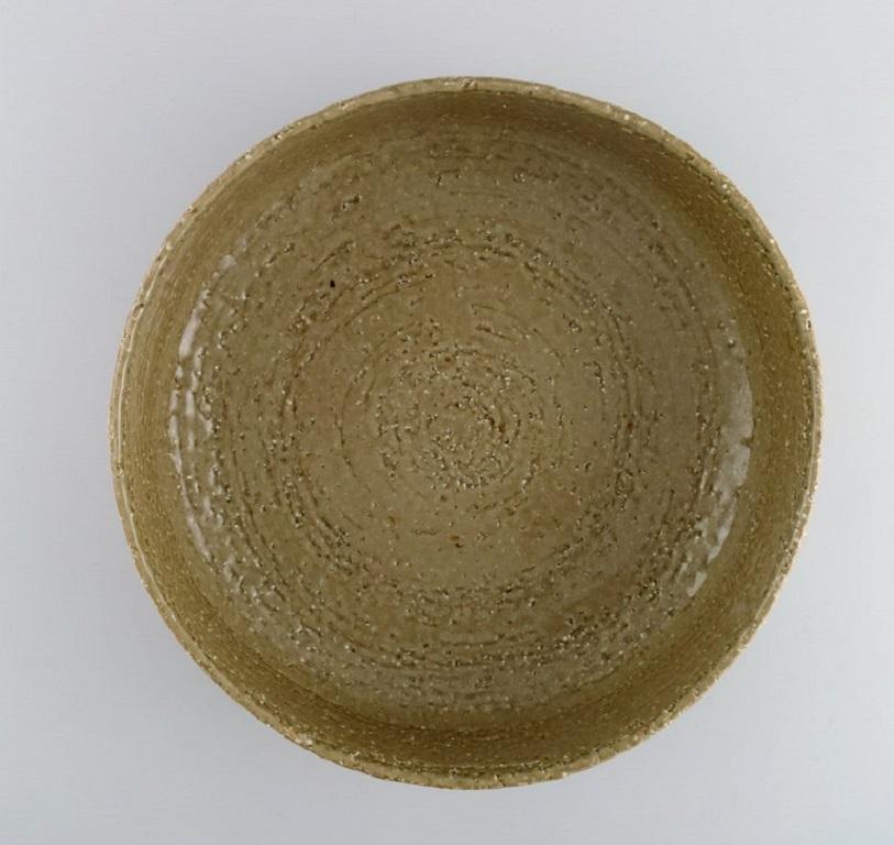Glazed Hertha Bengtson (1917-1993) for Rörstrand. Large unique bowl in glazed stoneware For Sale