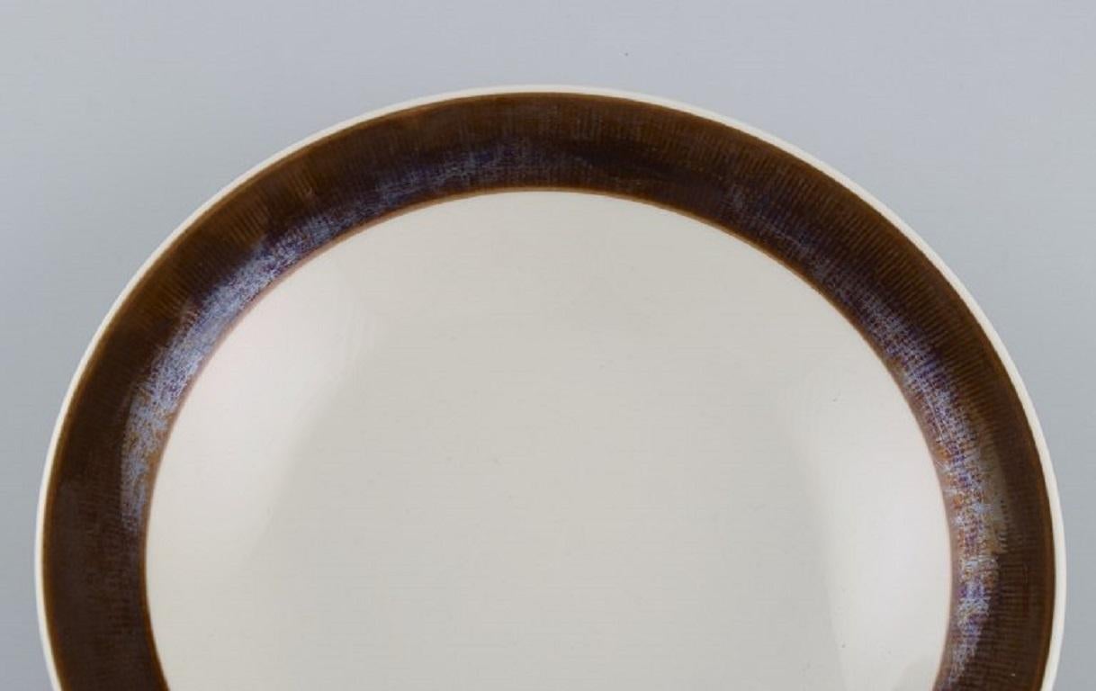 Scandinavian Modern Hertha Bengtson for Rörstrand, Six Deep Koka Plates in Stoneware