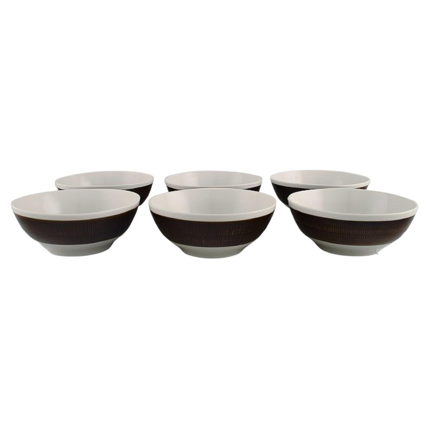 Hertha Bengtson, for Rörstrand, Six Koka Bowls in Glazed Stoneware