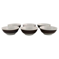 Hertha Bengtson, for Rörstrand, Six Koka Bowls in Glazed Stoneware